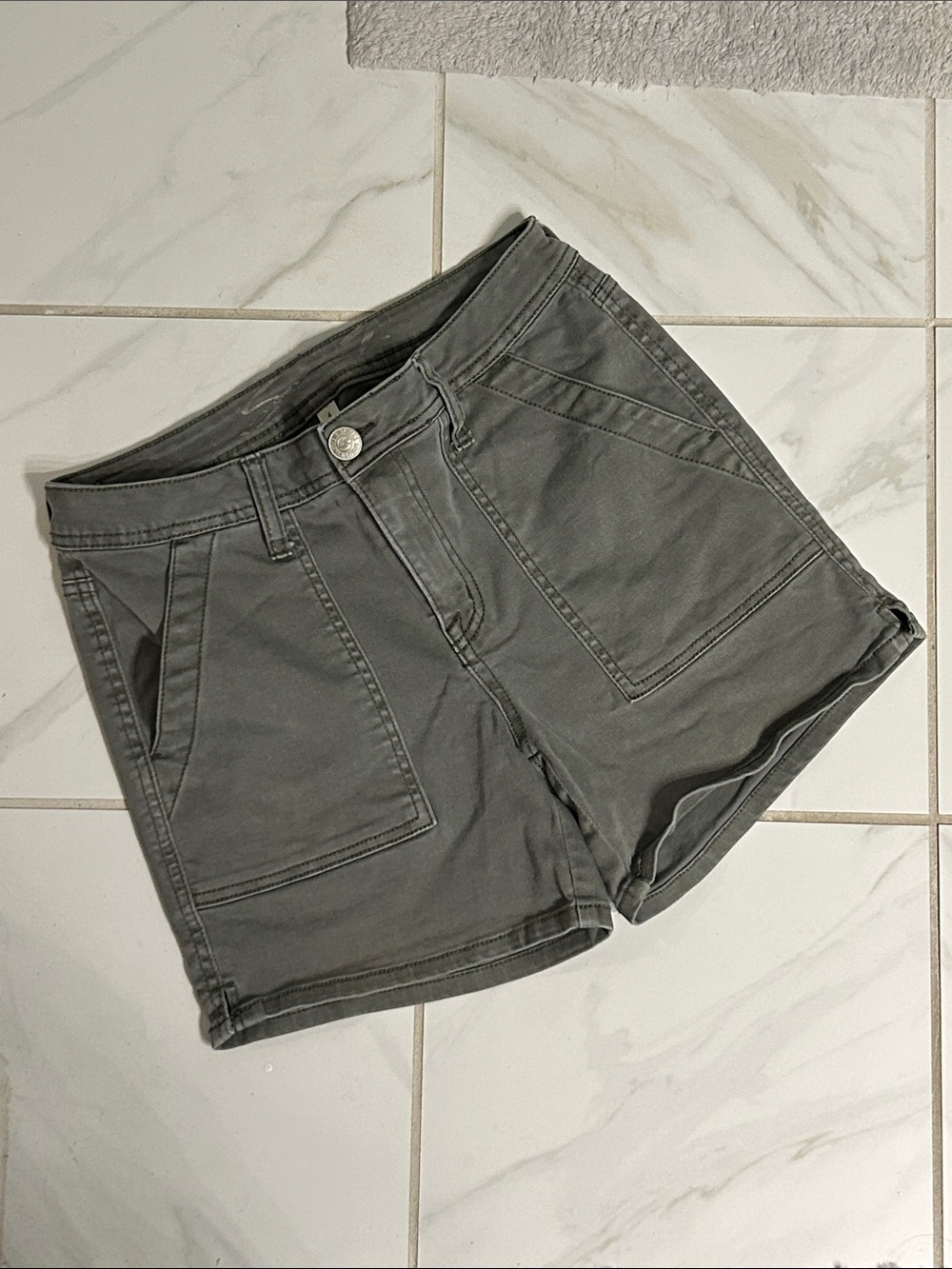 Seven7 Olive Green High Waist Utility Shorts